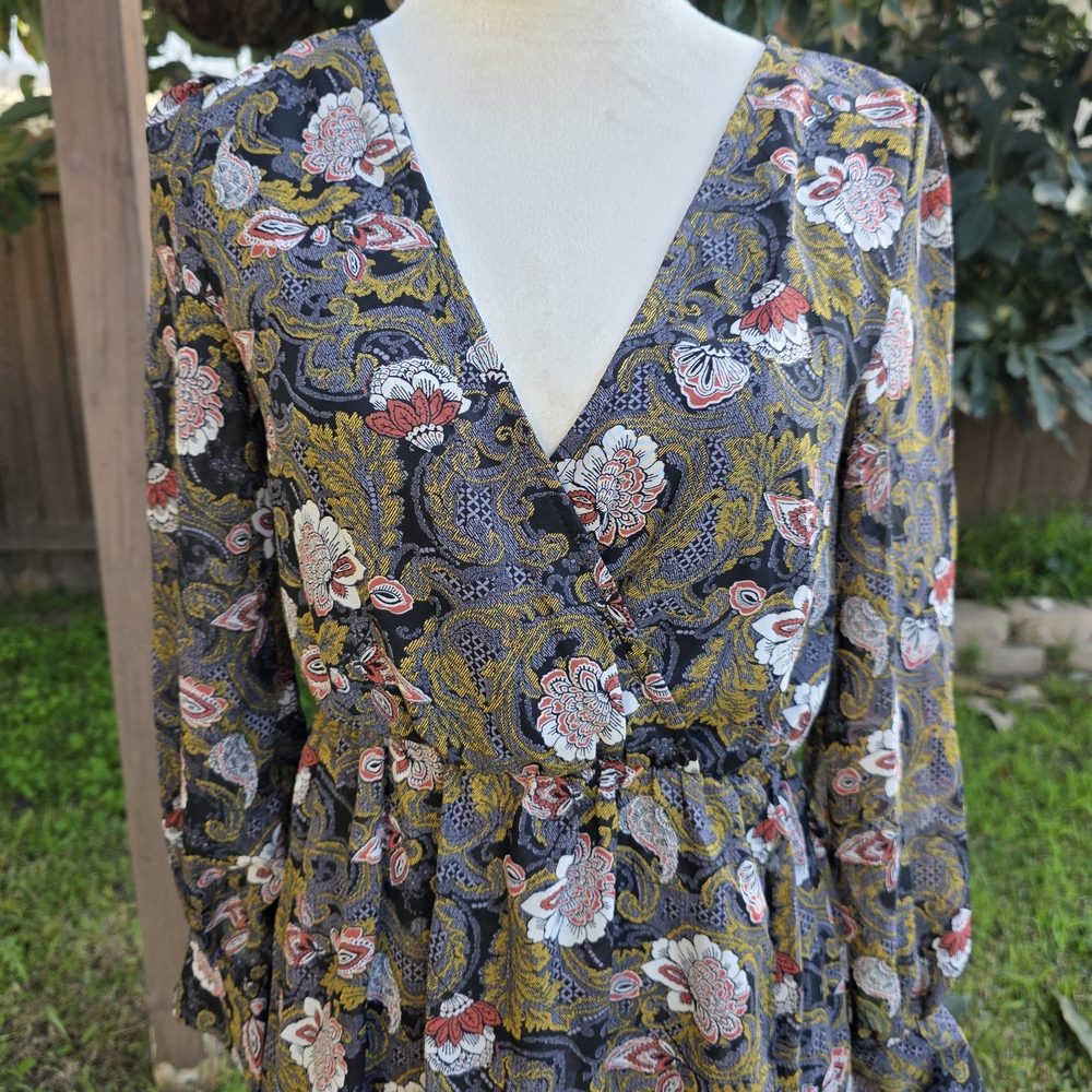 Mind Code Boho Paisley Long Sleeve Maxi Dress Size Small - Picture 2 of 8